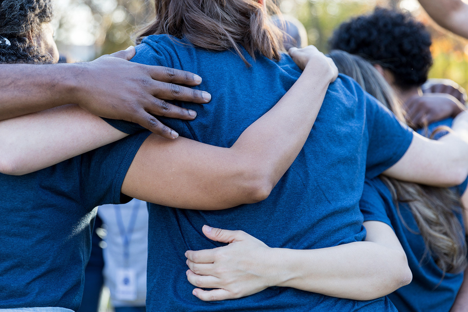 Volunteers gather together during event